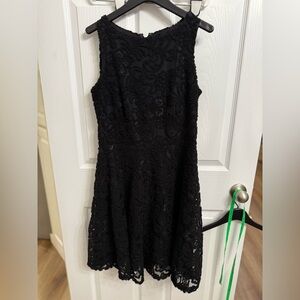 Black Lace Fit & Flare Dress Dark Feminine Gothic Romantic Cocktail Dress Size 6